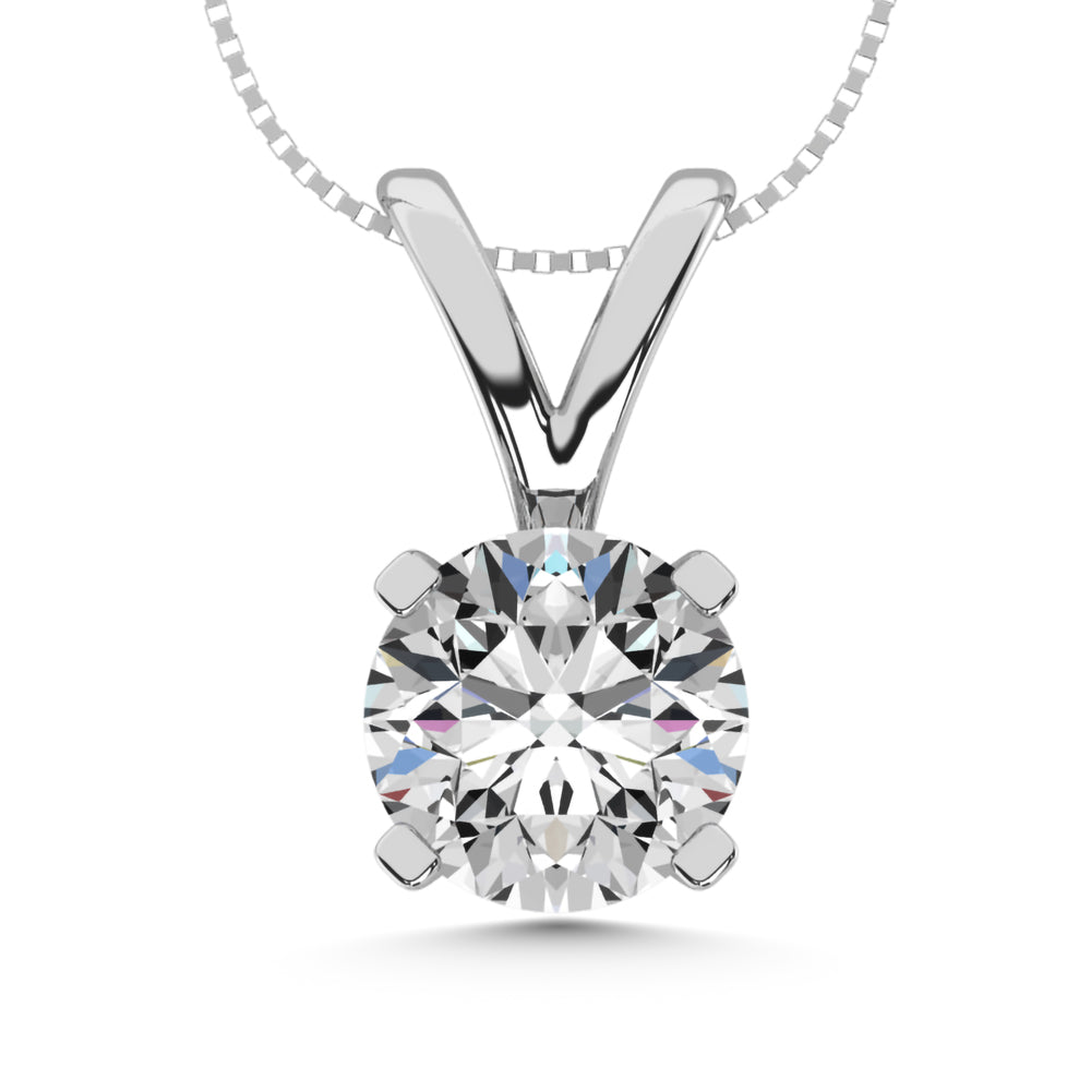 14K White Gold Lab Grown Diamond 1/5 CT Starlab Certified VS F Solitaire Pendant (Available in 0.10ct to 2ct)