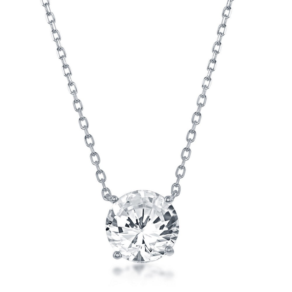 Sterling Silver, 8MM Crystal "April" Swarovski Element Necklace