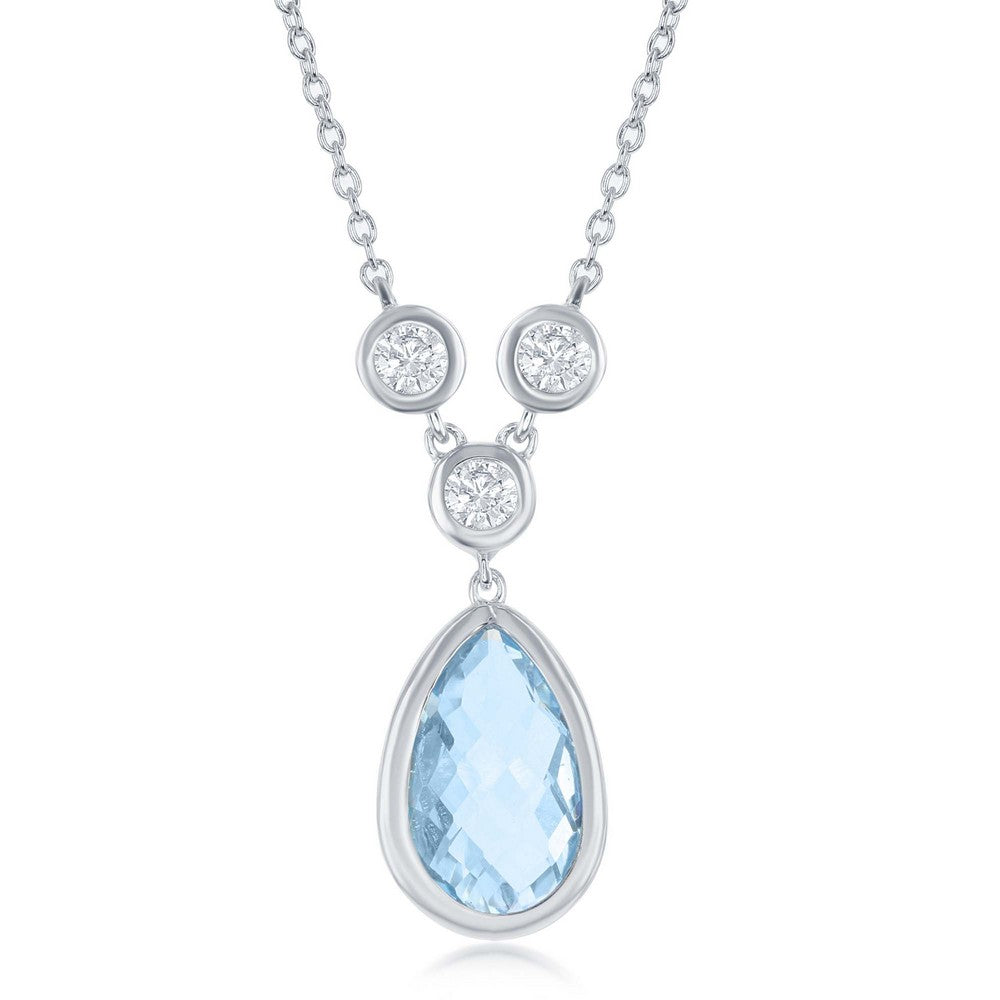 Elegant blue topaz teardrop necklace with sparkling accents for a stunning accessory