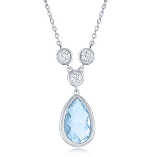 Elegant blue topaz teardrop necklace with sparkling accents for a stunning accessory