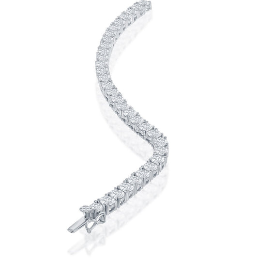 Sterling Silver, 4mm Round Cubic Zirconia Tennis Necklace