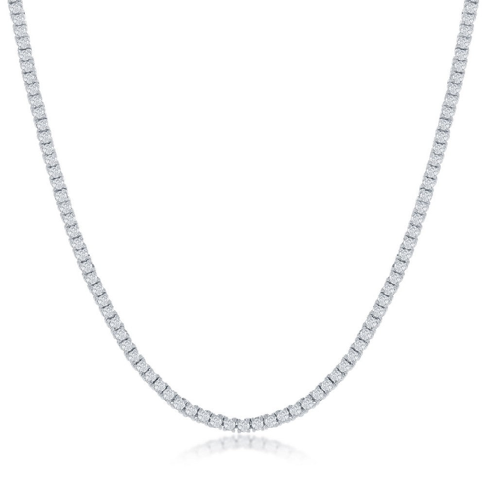Sterling Silver, 2mm CZ Tennis Necklace