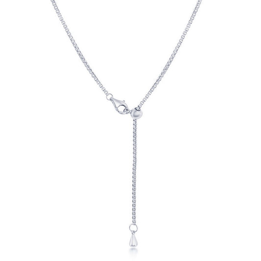 Sterling Silver, 3mm CZ Tennis Adjustable Necklace