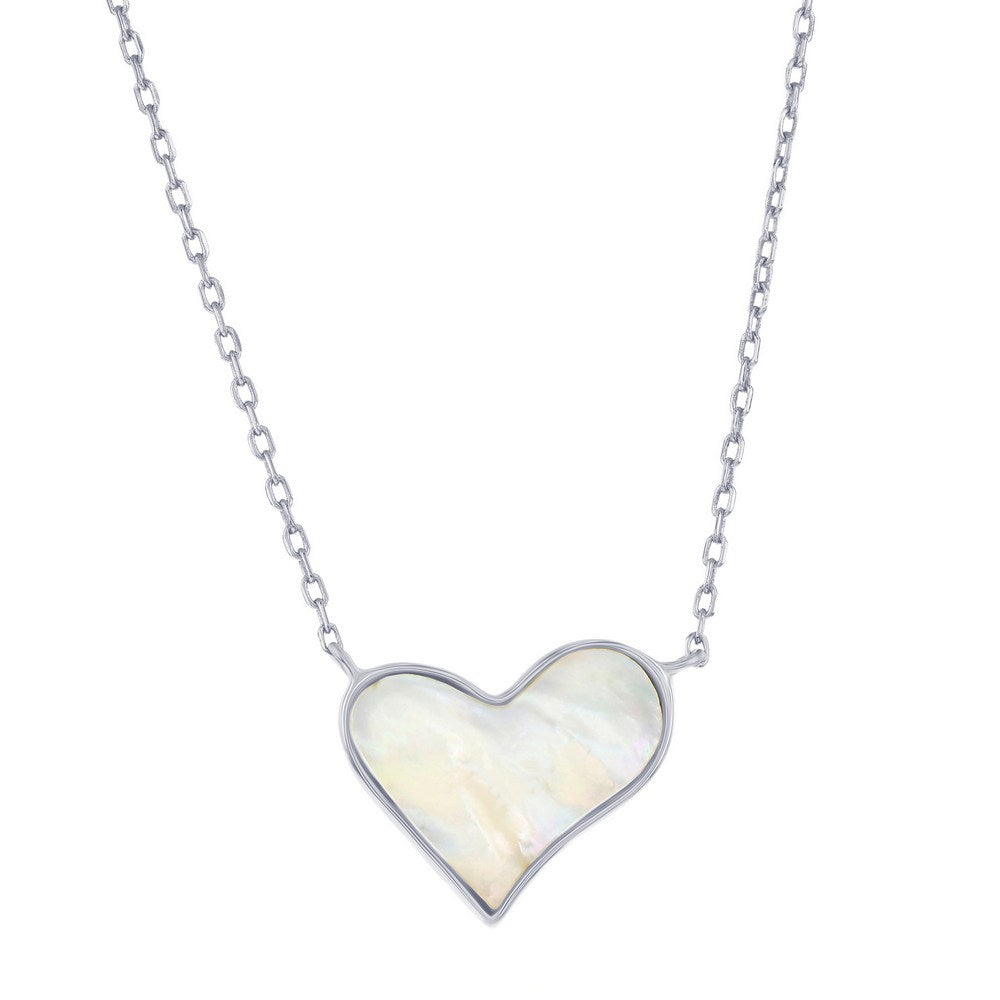 Sterling Silver, MOP Heart Necklace