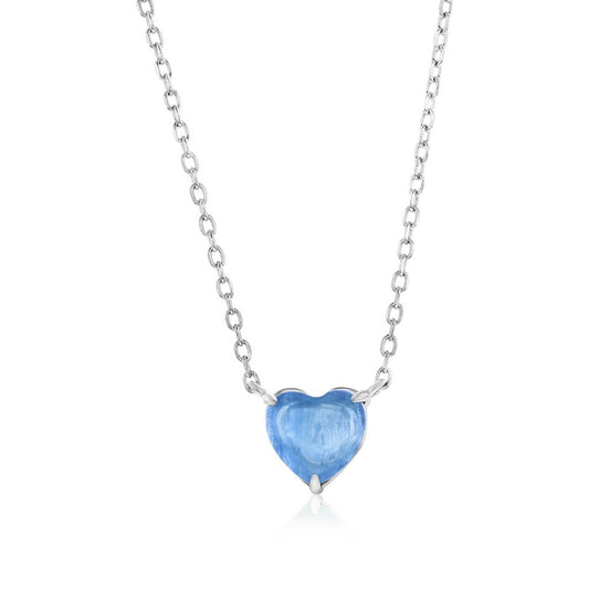 Sterling Silver, Heart Necklace - Kyanite