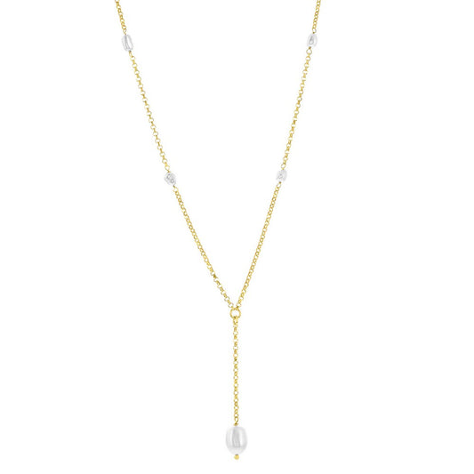 Sterling Silver, FWP Lariat Necklace - Gold Plated