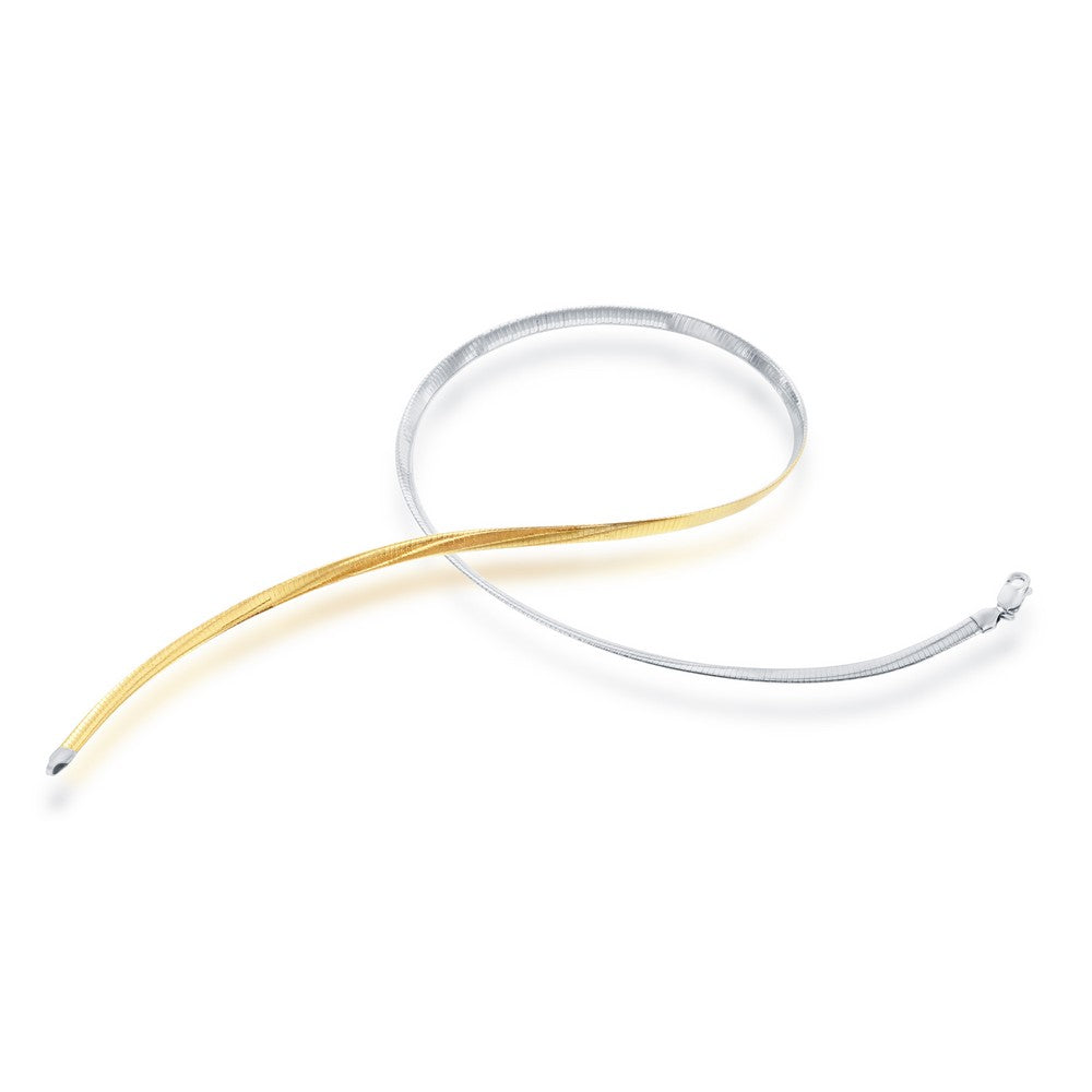 Sterling Silver, 6mm Two-Tone Reversible Omega Necklace
