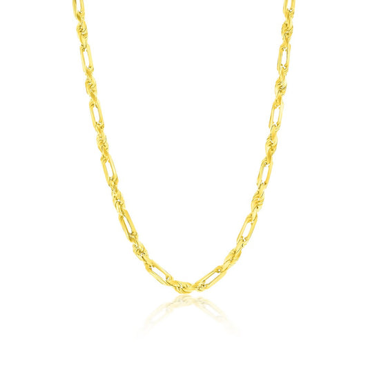 Sterling Silver, 4mm Figarope Chain - Gold Plated