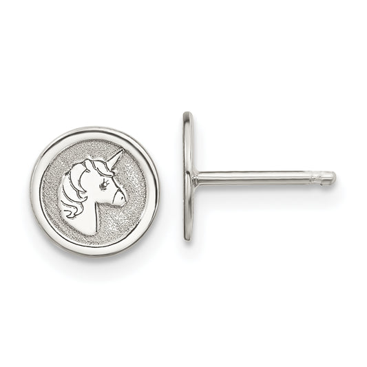 Sterling Silver Unicorn Children's Necklace & Post Earrings Set