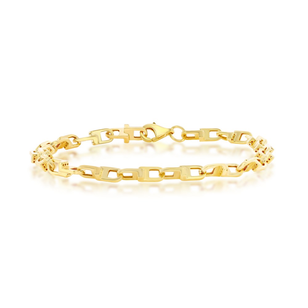 Sterling Silver U-Link Design Bracelet - Gold Plated