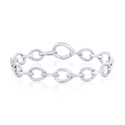 Sterling Silver, Alternating Link Bracelet