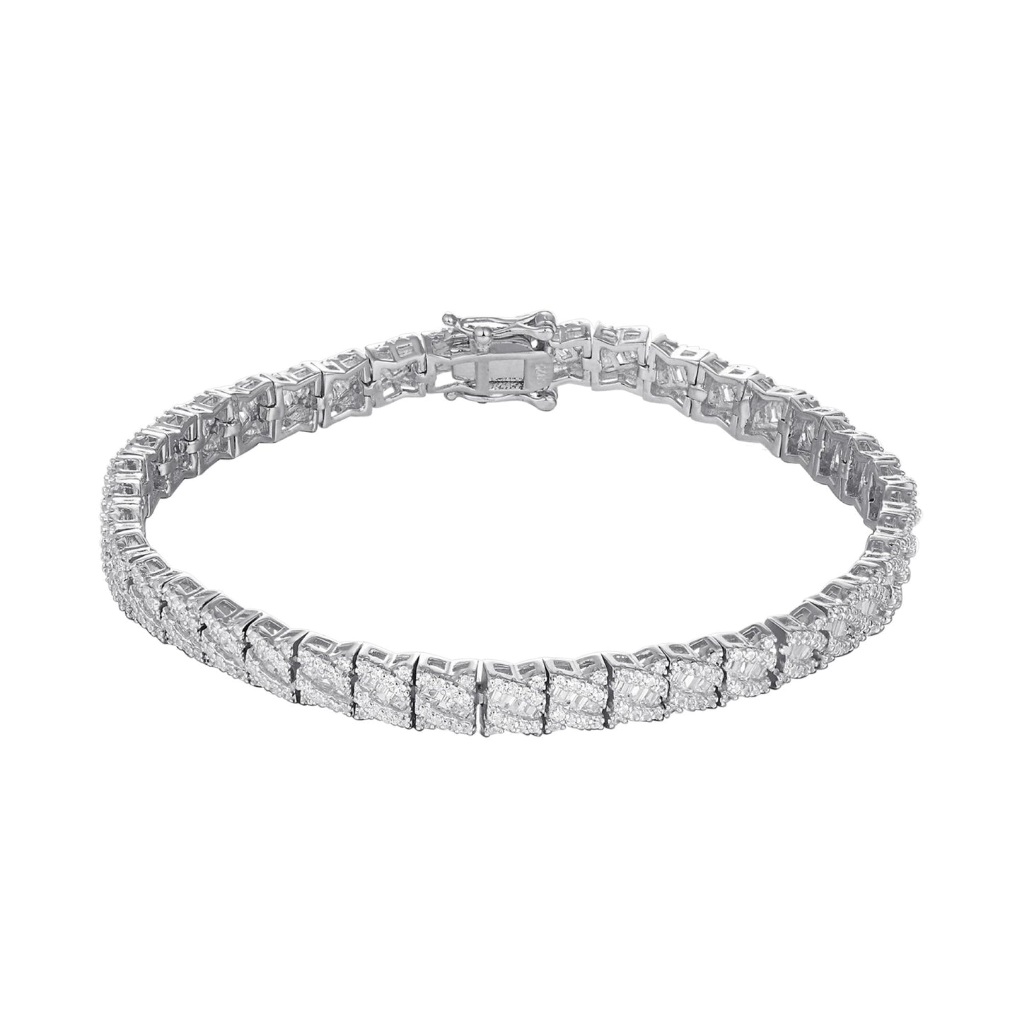 Sterling Silver CZ Designer 7.5 Inch Womens Bracelet RP