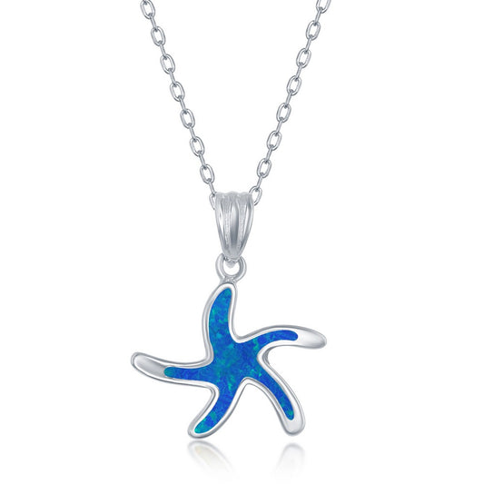Classic Of New York sterling silver starfish jewelry set with an elegant blue pendant necklace