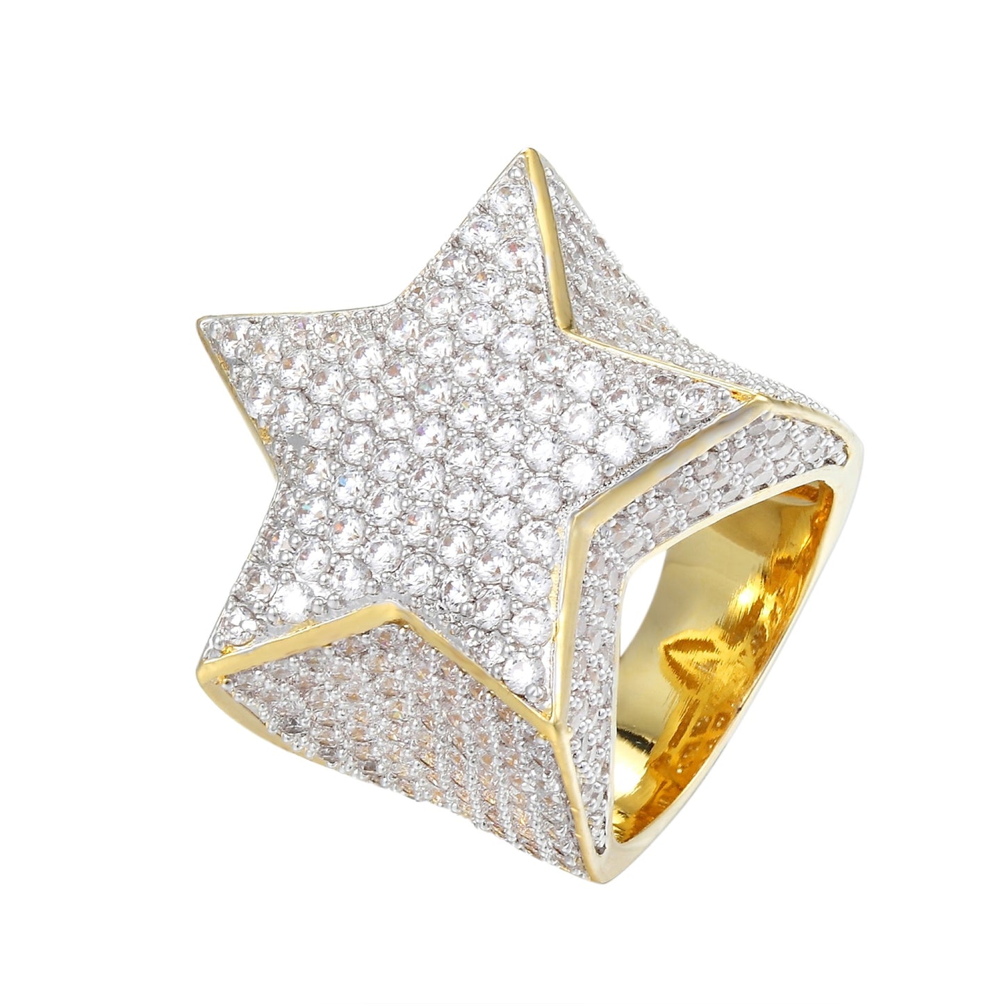 Sterling Silver CZ Star Designer Sz 7 Mens Ring GP