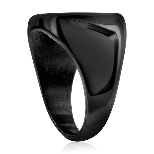 Stainless Steel Brushed Square Ring - Black Plated