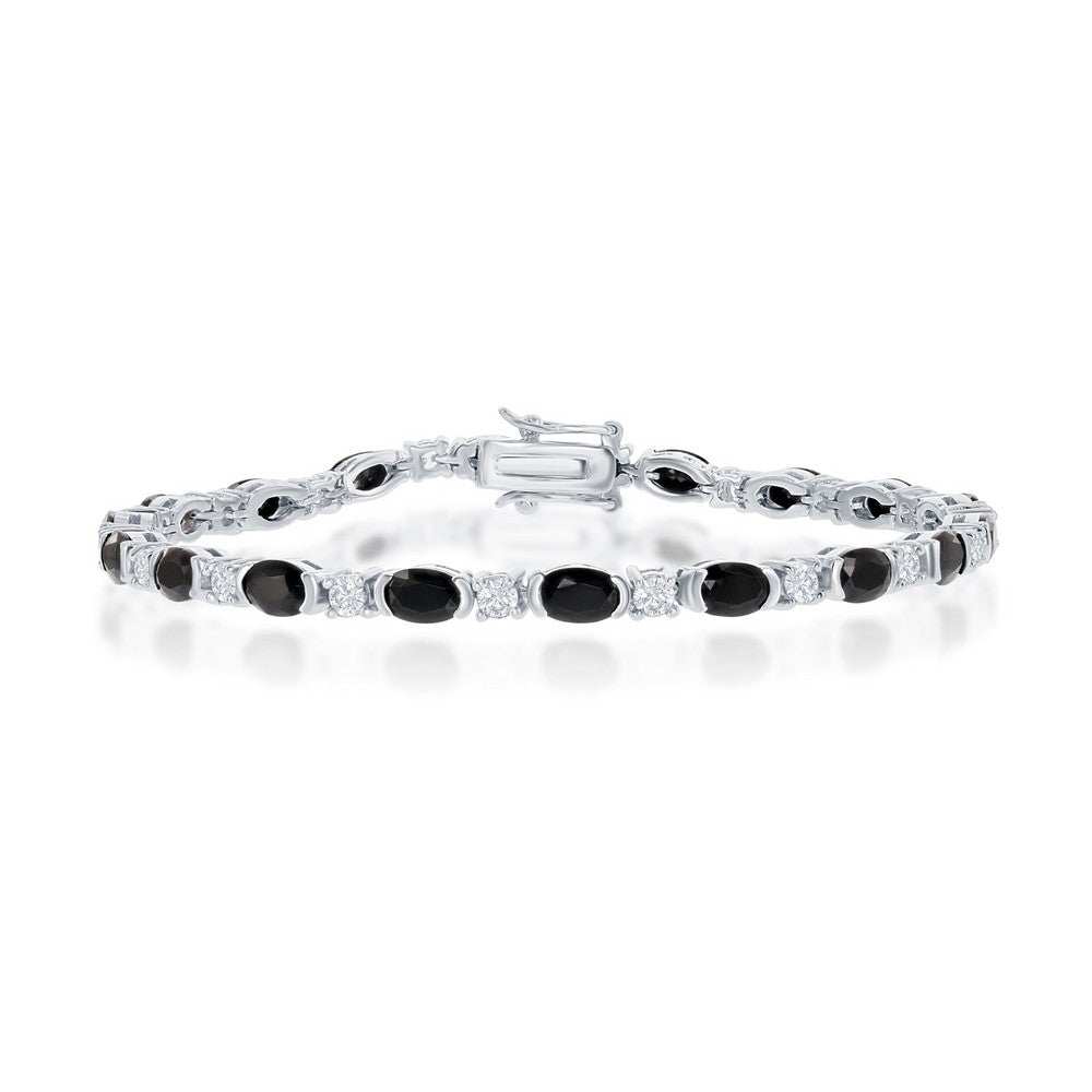 Classic Of New York sterling silver black spinel bracelet with sparkling accents for elegant styling