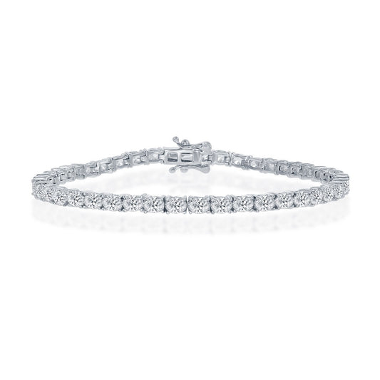 Sterling Silver, 4x3mm Oval CZ Tennis Bracelet
