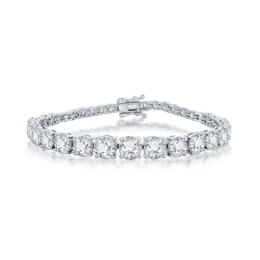 Sterling Silver, Graduating Round CZ Tennis Bracelet