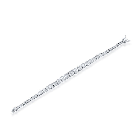 Sterling Silver, Graduating Round CZ Tennis Bracelet