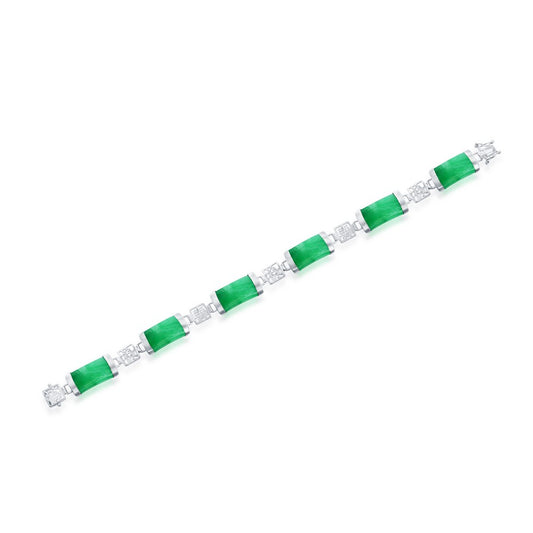 Sterling Silver Linked Jade Bracelet