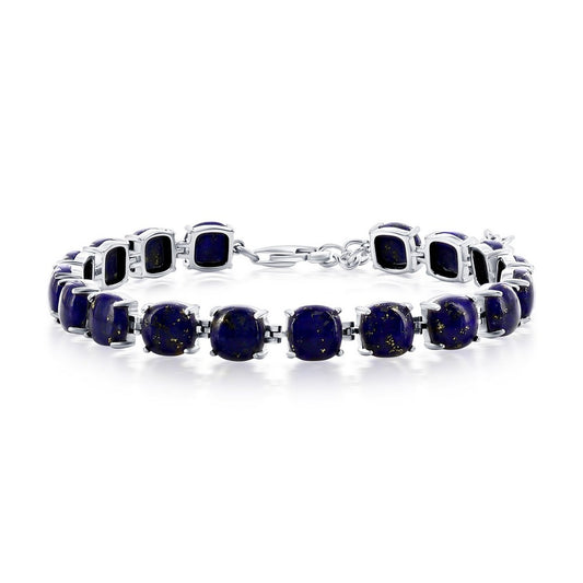 Sterling Silver, 6.5mm 4-Prong Tennis Bracelet - Lapis