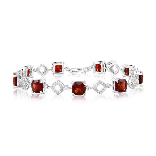 Sterling Silver, Garnet & White Topaz Bracelet (11.18ct)