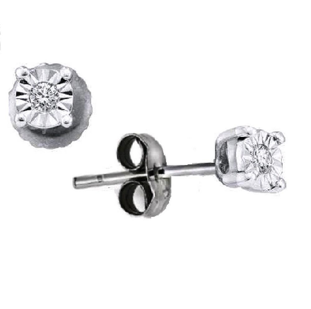 Illusion Round Diamond 1/10 CT Stud Earrings