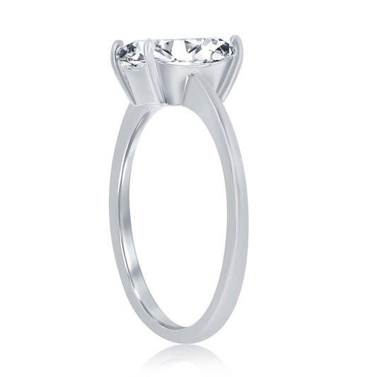 Sterling Silver, Four-Prong 8mm Emerald-Cut Engagement Ring