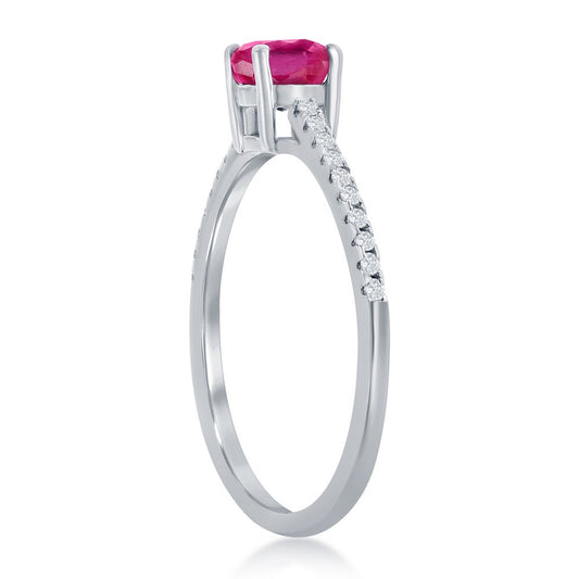 Classic Of New York sterling silver ruby solitaire ring with a sleek band and elegant gemstone setting