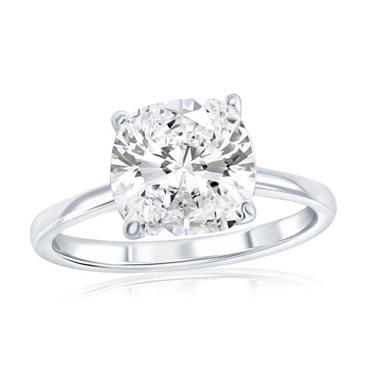 Sterling Silver, 9mm Square Solitaire CZ Ring