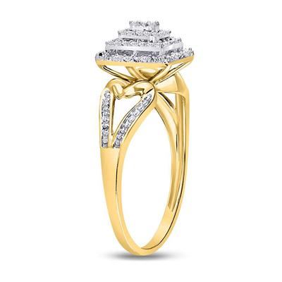 10k Yellow Gold Round Natural Diamond Cluster Ring 1/6 Cttw