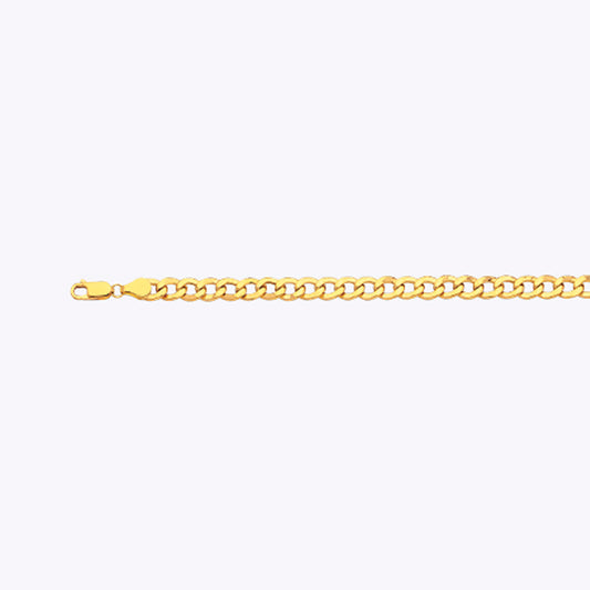 10K 6.5MM YELLOW GOLD HOLLOW CURB 8.5" CHAIN BRACELET (AVAILABLE IN LENGTHS 7" - 30")