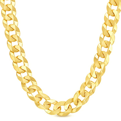 10K 15MM YELLOW GOLD SOLID CURB 20" CHAIN NECKLACE (AVAILABLE IN LENGTHS 7" - 30")