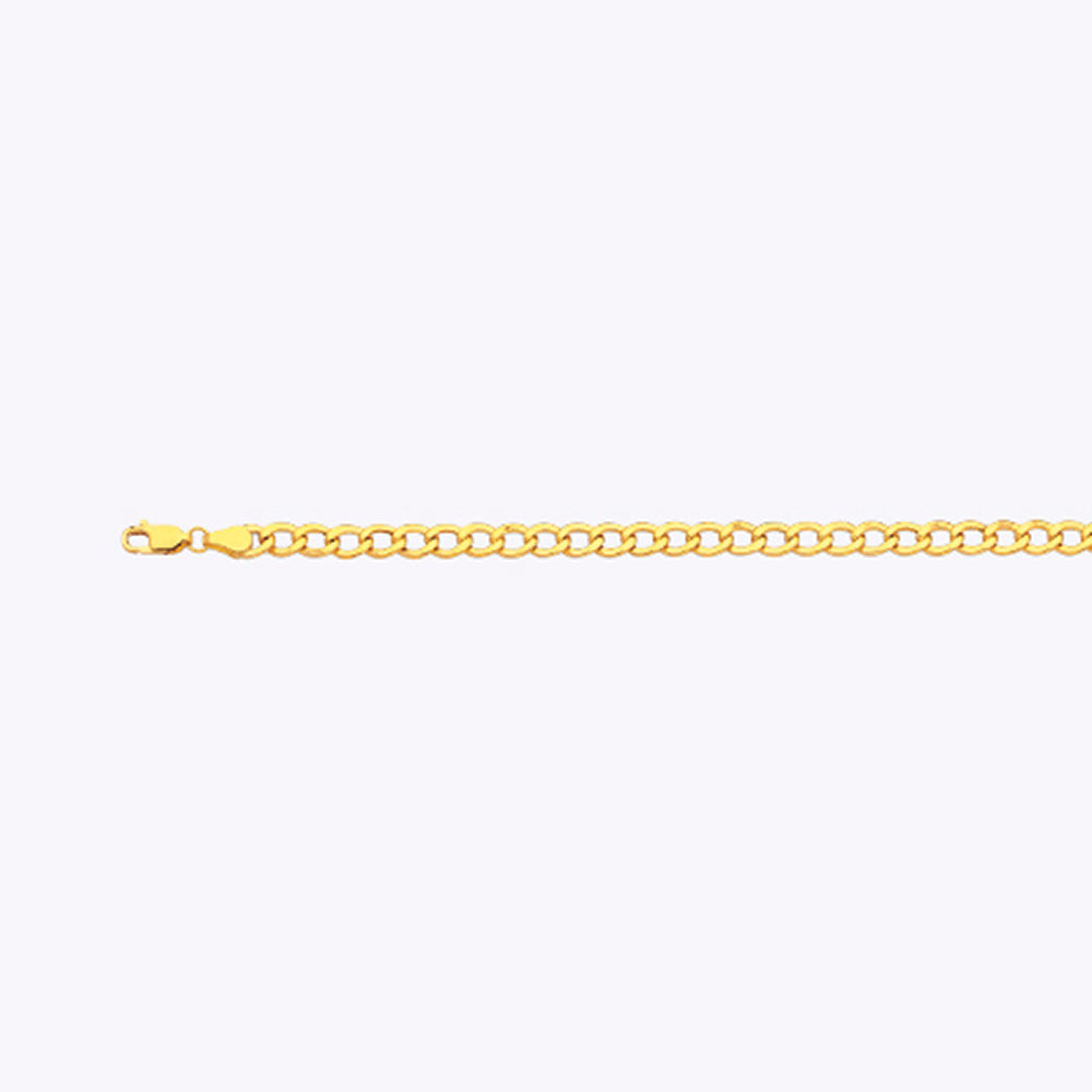 10K 5.5MM YELLOW GOLD HOLLOW CURB 9" CHAIN BRACELET (AVAILABLE IN LENGTHS 7" - 30")