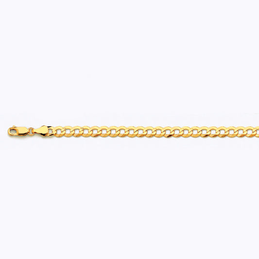 14K 5.5MM YELLOW GOLD SOLID CURB 7.5" CHAIN BRACELET (AVAILABLE IN LENGTHS 7" - 30")