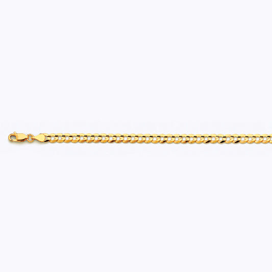 14K 4.5MM YELLOW GOLD SOLID CURB 8" CHAIN BRACELET (AVAILABLE IN LENGTHS 7" - 30")