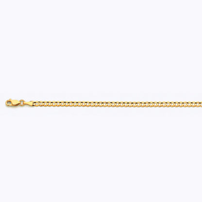 14K 3.5MM YELLOW GOLD SOLID CURB 30" CHAIN NECKLACE (AVAILABLE IN LENGTHS 7" - 30")