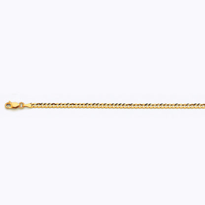 14K 3MM YELLOW GOLD SOLID CURB 24" CHAIN NECKLACE (AVAILABLE IN LENGTHS 7" - 30")