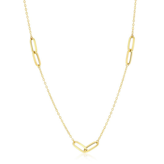 14K Yellow Gold, Paperclip Design Necklace