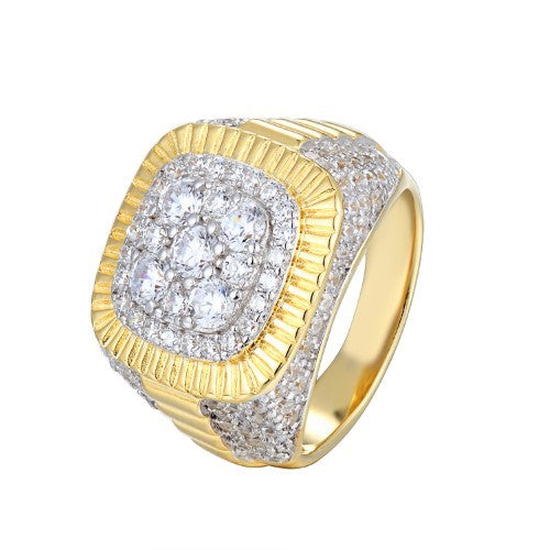 Sterling Silver CZ Square Designer Sz 7 Mens Ring RP+GP