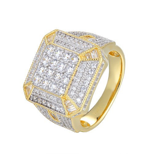 Sterling Silver CZ Square Shape Designer Sz 7 Mens Ring RP+GP