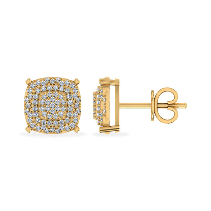 Elegant 10K yellow gold diamond stud earrings with a breathtaking square design set with sparkling diamonds