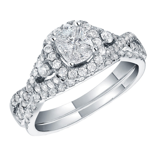 Lovecuts 14K White Gold 1 CT Diamond Bridal Invisible Ring