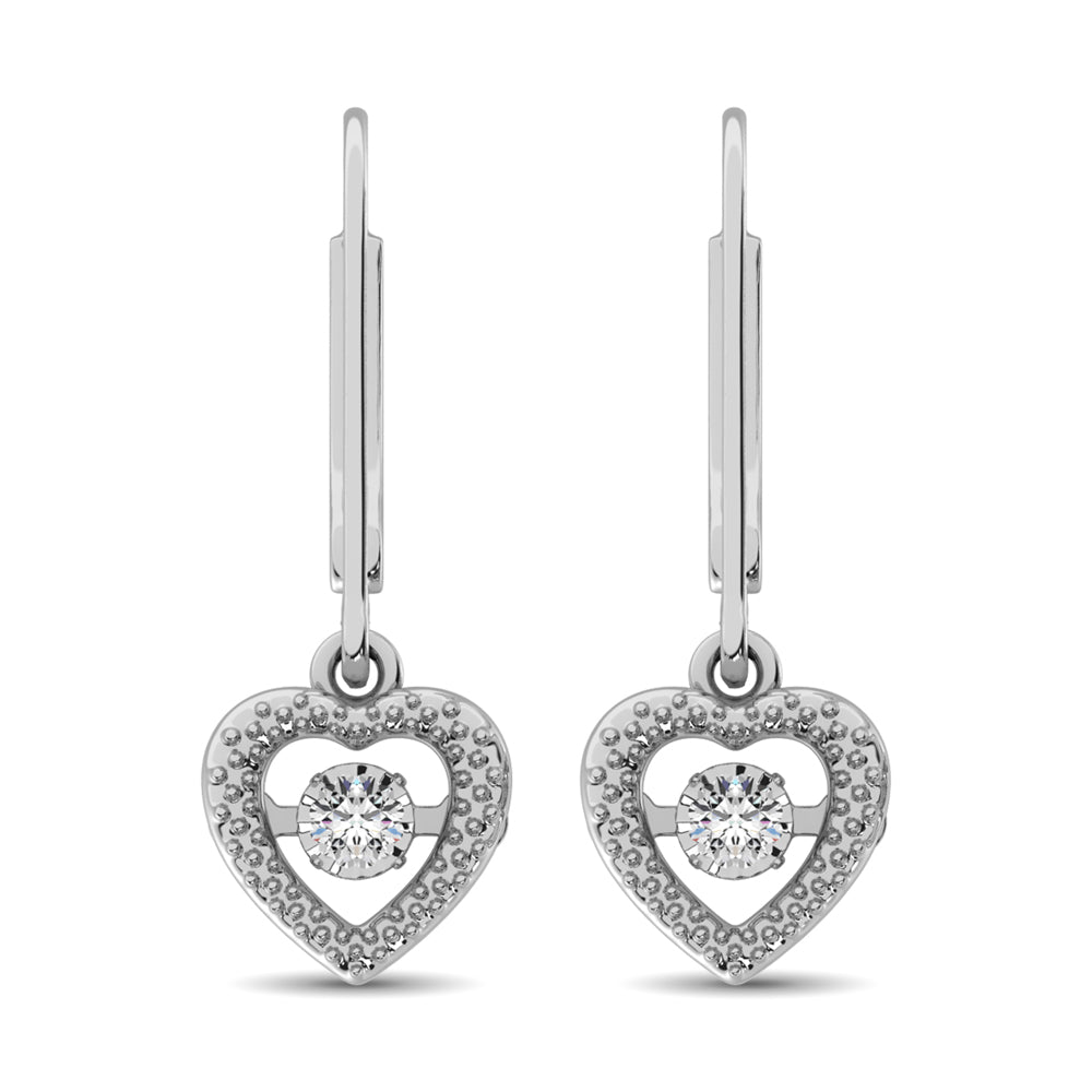 Sterling Silver 1/20 CT Moving Diamond Danglers Earrings