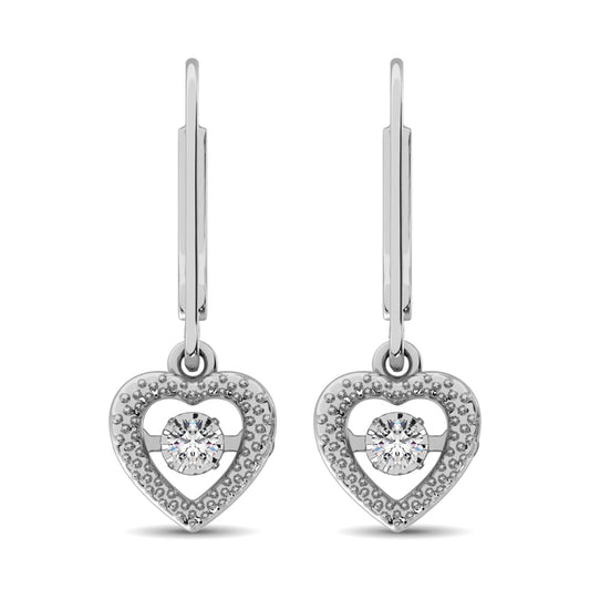 Sterling Silver 1/20 CT Moving Diamond Danglers Earrings
