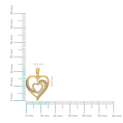 10K yellow gold double heart pendant adorned with sparkling stones, perfect for gifts and special occasions