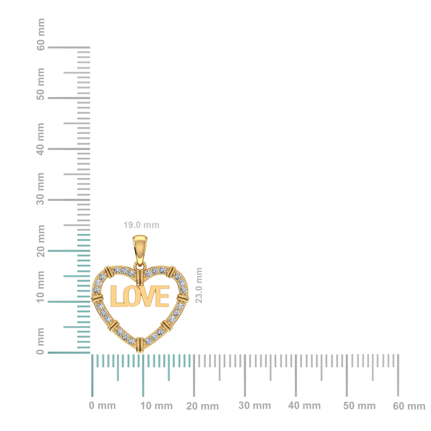 10K Yellow Gold Round Diamond Womens Love Heart Pendant 1/4 Cttw