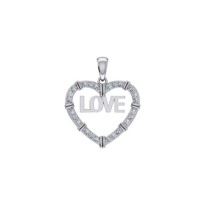 10K White Gold Round Diamond Womens Love Heart Pendant 1/4 Cttw