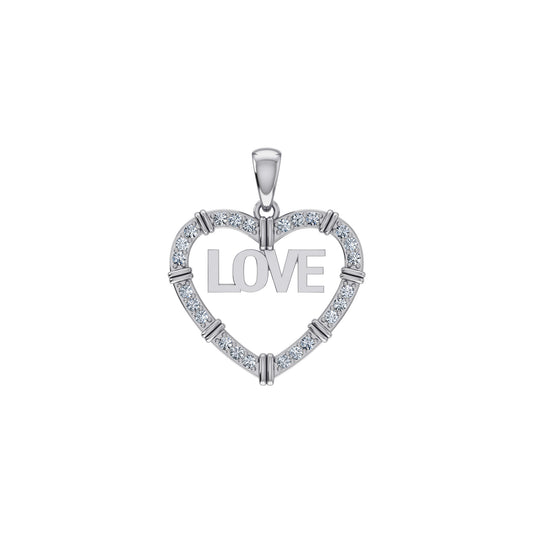 10K White Gold Round Diamond Womens Love Heart Pendant 1/4 Cttw