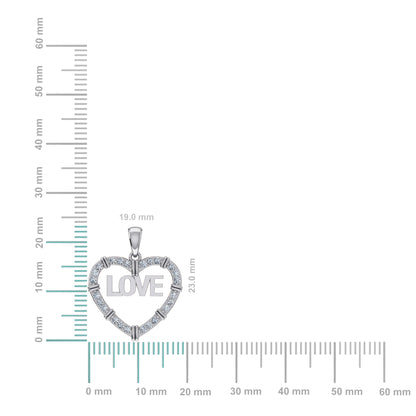 10K White Gold Round Diamond Womens Love Heart Pendant 1/4 Cttw